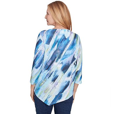 Women's Alfred Dunner Diagonal Brushstroke Top with Necklace