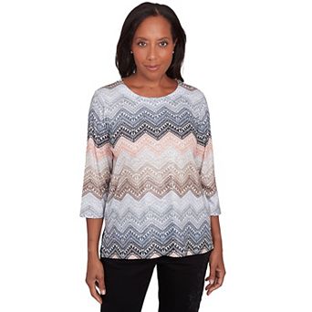 Women's Alfred Dunner Lacey Ombre Chevron Crewneck Top
