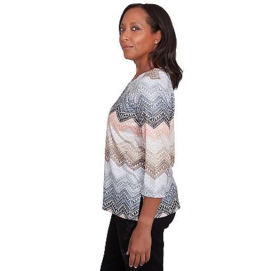 Women's Alfred Dunner Lacey Ombre Chevron Crewneck Top