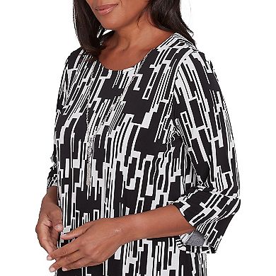 Women's Alfred Dunner Vertical Geometric Top with Necklace