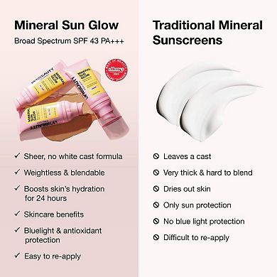 Mineral Sun Glow Broad Spectrum Sunscreen SPF 43 PA +++ with Peptides and Vitamin C
