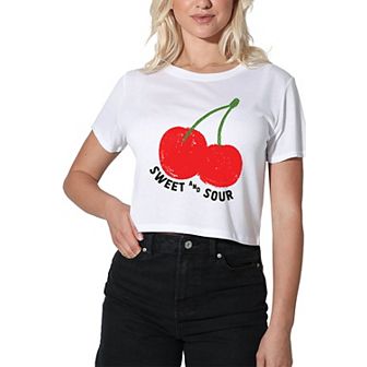 Women's Suburban Riot Sweet and Sour Cherry Graphic Crop Top