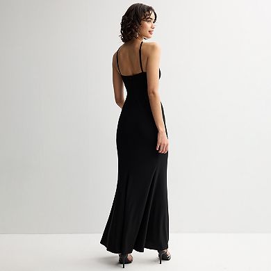 Juniors' Jump Apparel Halter Rhinestone Cut-Out Gown