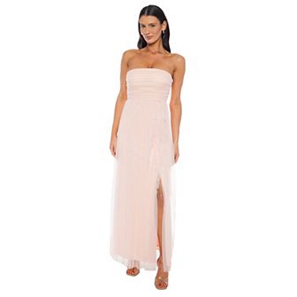 Juniors' Jump Apparel Strapless Tulle Ruffle Gown