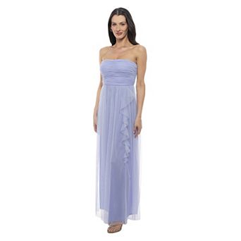 Juniors' Jump Apparel Strapless Tulle Ruffle Gown