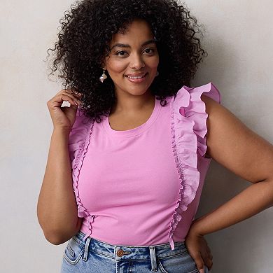 Plus Size LC Lauren Conrad Mixed Media Tank