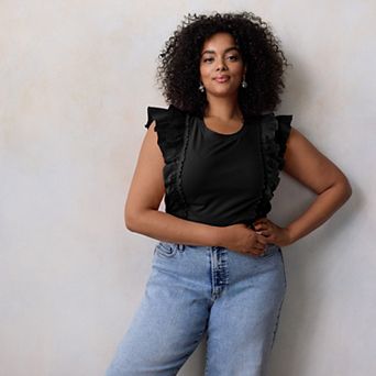 Plus Size LC Lauren Conrad Mixed Media Tank