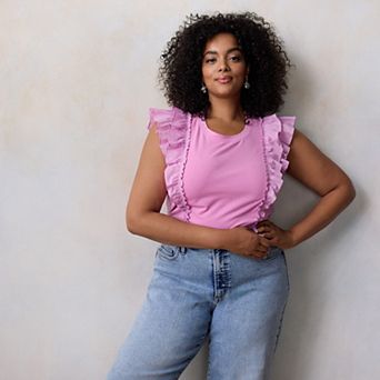 Plus Size LC Lauren Conrad Mixed Media Tank