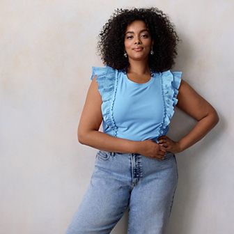 Plus Size LC Lauren Conrad Mixed Media Tank