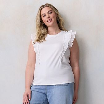 Plus Size LC Lauren Conrad Mixed Media Tank