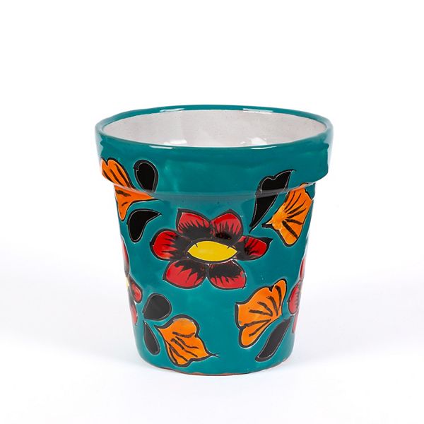 Gerson 7-in. Talavera Pot - Aqua Poppy