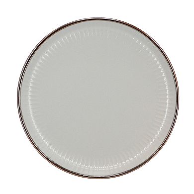 Elama Leo 16 Piece Stoneware Dinnerware Set In Light Gray