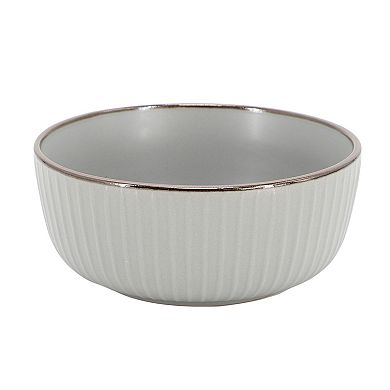 Elama Leo 16 Piece Stoneware Dinnerware Set In Light Gray