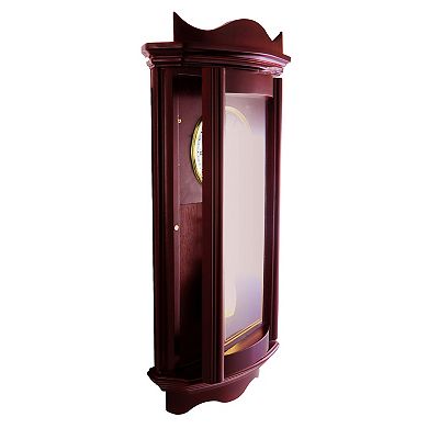 Bedford Clock Collection Weathered Chocolate Cherry Wood 25 Inch Wall Clock with Pendulum