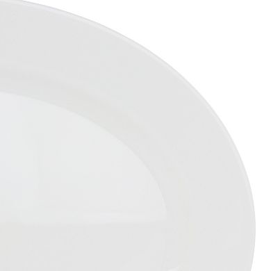 White Shadow 2 Piece 14 Inch Oval Tempered Opal Glass Serving Platter Set in White