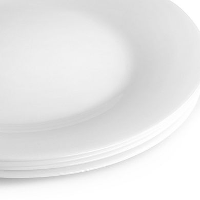 Farthington 4 Piece Tempered Opal Glass Dinner Plate Set in White