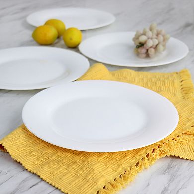 Farthington 4 Piece Tempered Opal Glass Dinner Plate Set in White