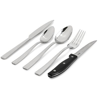 Stonington 20 Piece Flatware Set with Steak Knives in Polished Stainless Steel