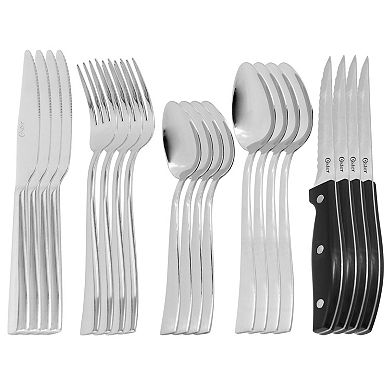 Stonington 20 Piece Flatware Set with Steak Knives in Polished Stainless Steel