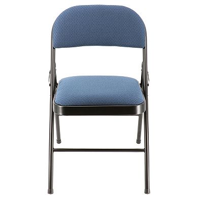 Elama 4 Piece Metal Folding Chair with Padded Seats in Dark Blue