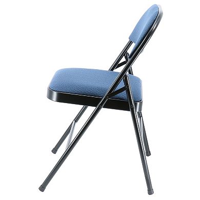 Elama 4 Piece Metal Folding Chair with Padded Seats in Dark Blue