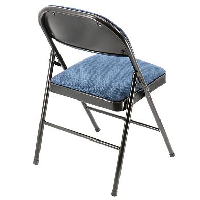 Elama 4 Piece Metal Folding Chair with Padded Seats in Dark Blue