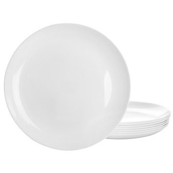 Olstead 8 pc Break-Resistant Tempered Opal Glass Dinner Plate Set in White