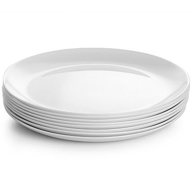 Olstead 8 Piece Break-Resistant Tempered Opal Glass Dinner Plate Set in White
