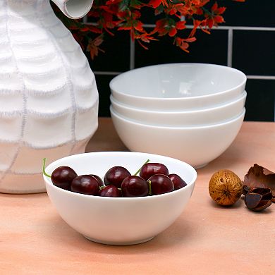 Olstead 8 Piece 5.5 Inch Tempered Opal Glass Bowl Set in White