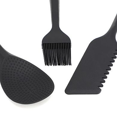Marion 5 Piece Silicone and Wood Kitchen Tool Set in Black
