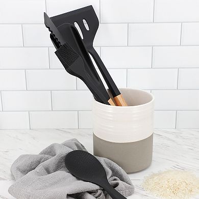 Marion 5 Piece Silicone and Wood Kitchen Tool Set in Black