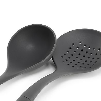 Ridgecrest 2 Piece Silicone Kitchen Tool Skimmer and Ladle Set in Gray