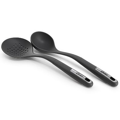 Ridgecrest 2 Piece Silicone Kitchen Tool Skimmer and Ladle Set in Gray