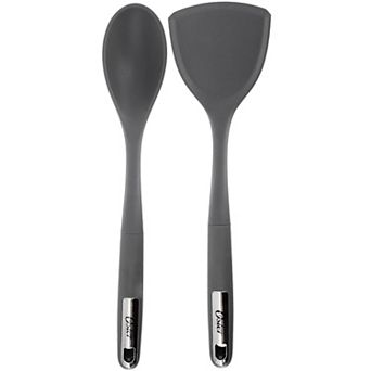 Ridgecrest 2 pc Silicone Kitchen Tool Serving Spoon and Turner Set in Gray