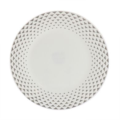 Cane Peak 12 Piece Opal Glass Dinnerware Set in White With Grey Accents