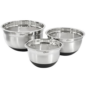 Oswalt 3 pc Mixing Bowl Set with Non-Slip Bases in Silver
