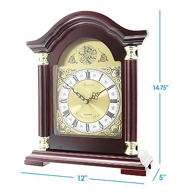 Bedford Clock Collection Redwood Mantel Clock with Chimes