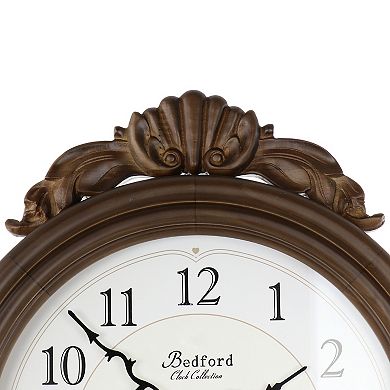 Bedford Clock Collection Chestnut Chiming Pendulum Wall Clock
