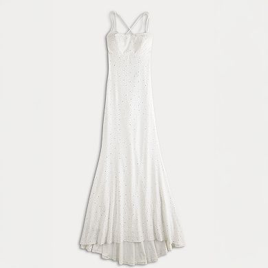 Juniors' Jump Apparel Rhinestone Lace-Up Back Gown