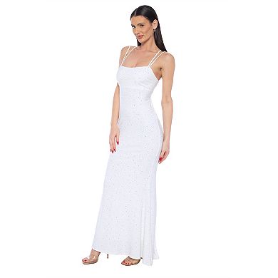 Juniors' Jump Apparel Rhinestone Lace-Up Back Gown