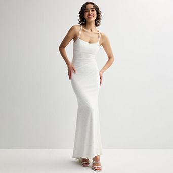 Juniors' Jump Apparel Rhinestone Lace-Up Back Gown