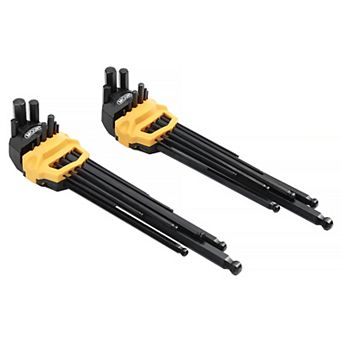 Mount 18 pc Extra Long Arm Ball End Hex Key Allen Wrench Set, Metric/SAE