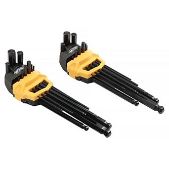 Mount 18 pc Long Arm Ball End Hex Key Allen Wrench Set, Metric/SAE