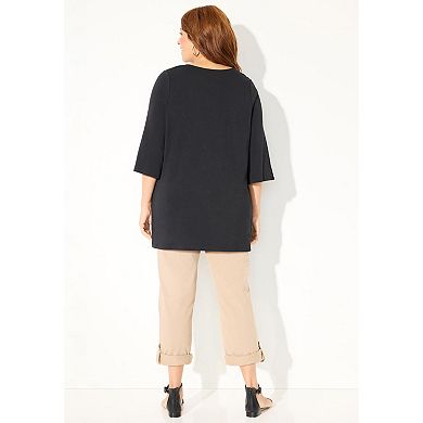 Catherines Women's Plus Size Suprema Studio Roll Tab Pant