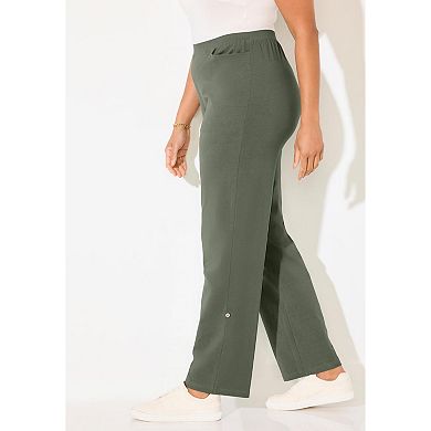 Catherines Women's Plus Size Suprema Studio Roll Tab Pant