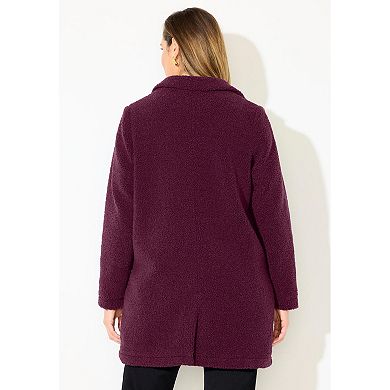 Catherines Women's Plus Size Teddy Bear Sherpa Trench Coat