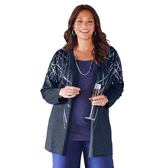 Catherines Women's Plus Size Social Separates Sequin Cardigan
