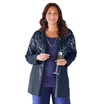 Catherines Women's Plus Size Social Separates Sequin Cardigan