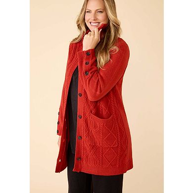 Catherines Women's Plus Size Cashmiracle; Buttonfront Cable Cardigan