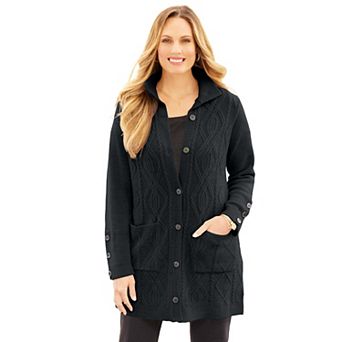 Catherines Women's Plus Size Cashmiracle; Buttonfront Cable Cardigan